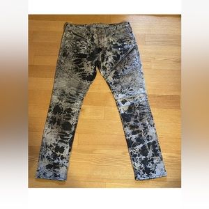 Rock Revival Jeans Men’s 36 X 30 Moto Jezek Printed Marble Gray Black Zipper
